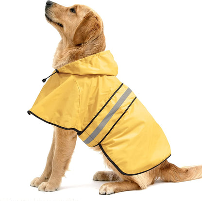 Adjustable Raincoat for Dogs, Lightweight Hooded Dog Raincoats Poncho Slicker, Waterproof Rain Jacket