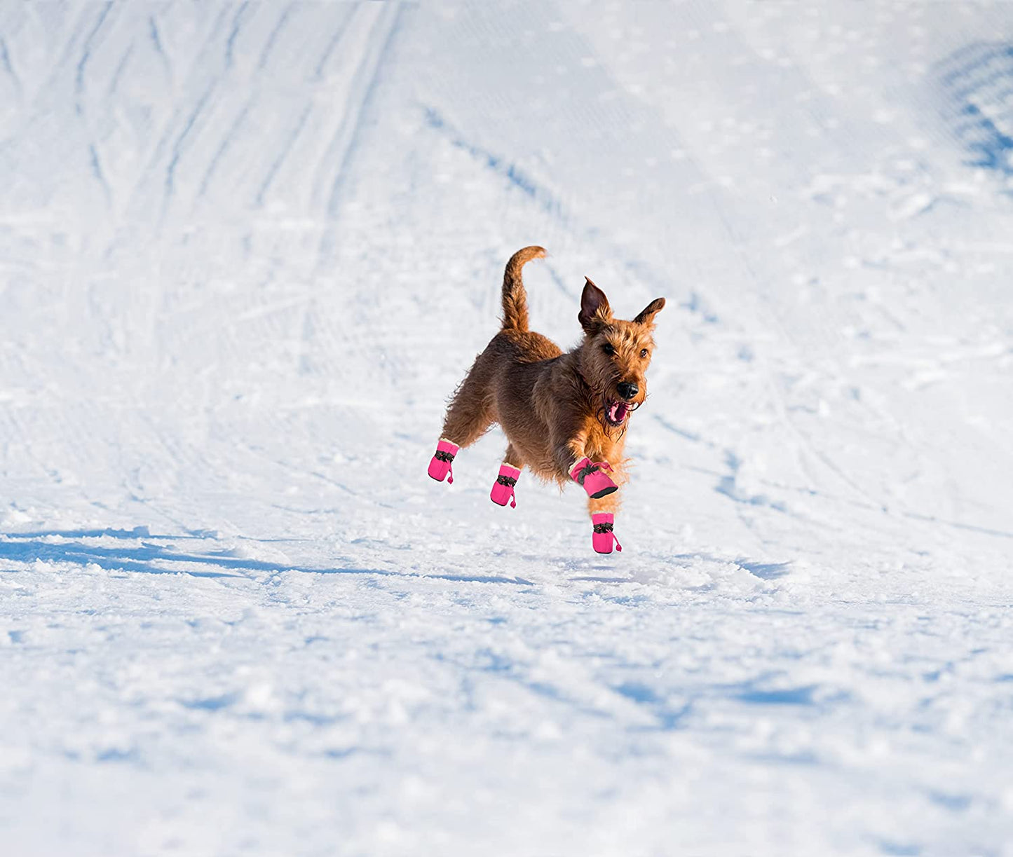 Dog Boots & Paw Protectors, Fleece Warm Snow Booties for Puppy with Reflective Strip Anti-Slip Rubber Sole