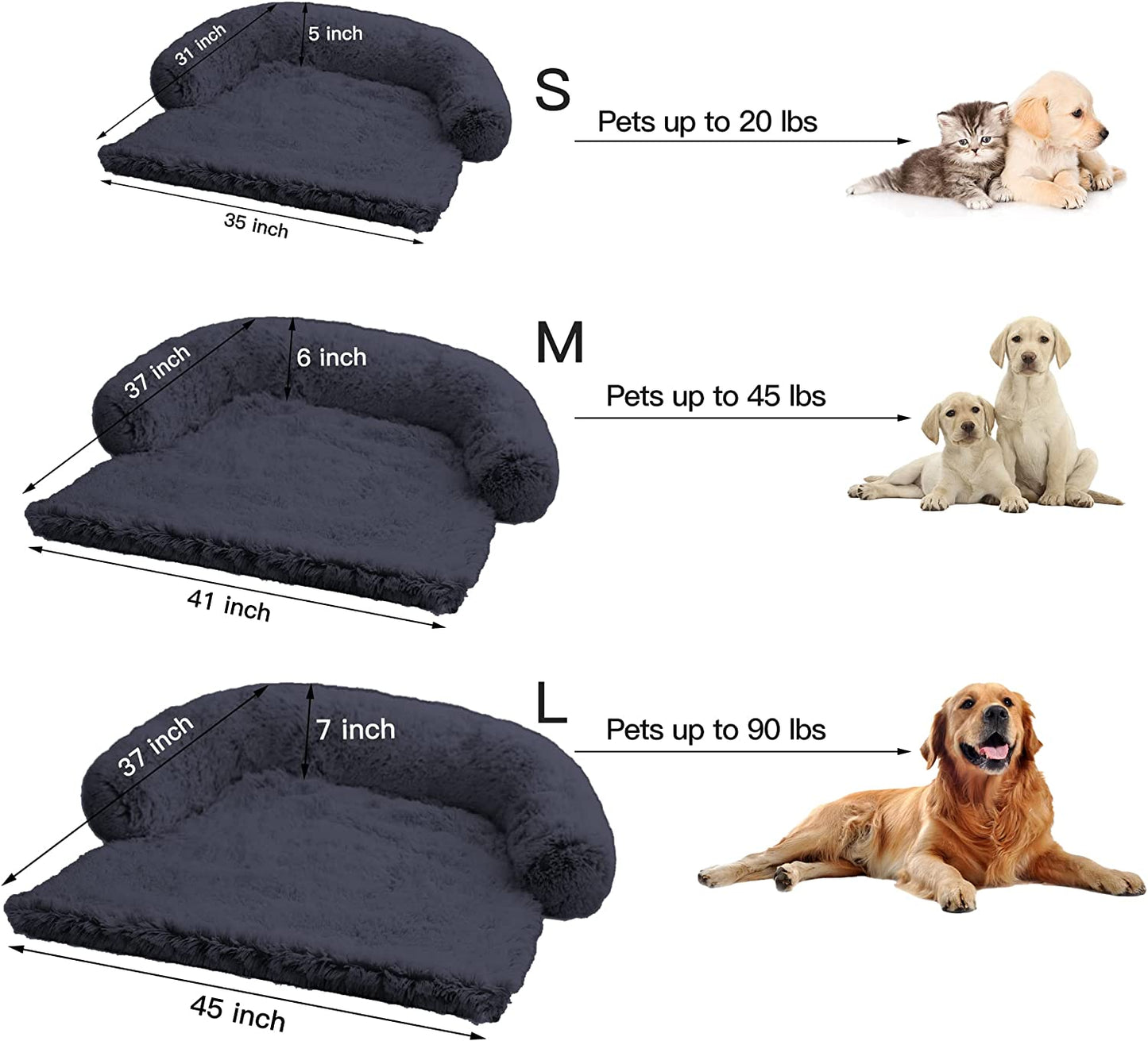 Dog Calming Fluffy Plush Dog Mat for Furniture Protector with Removable Washable Cover